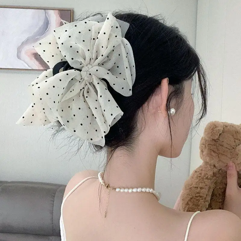 

Elegant Temperament Large Bow Grab Clip For Woman Ponytail Braid Shark Clip Hair Claw Fashion Hair Accessories Headdress