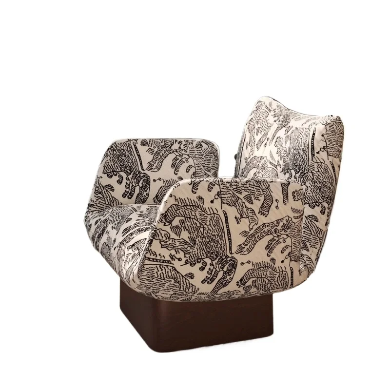 

Medieval sitting area reception wabi sabi single sofa chair solid wood living room retro recliner