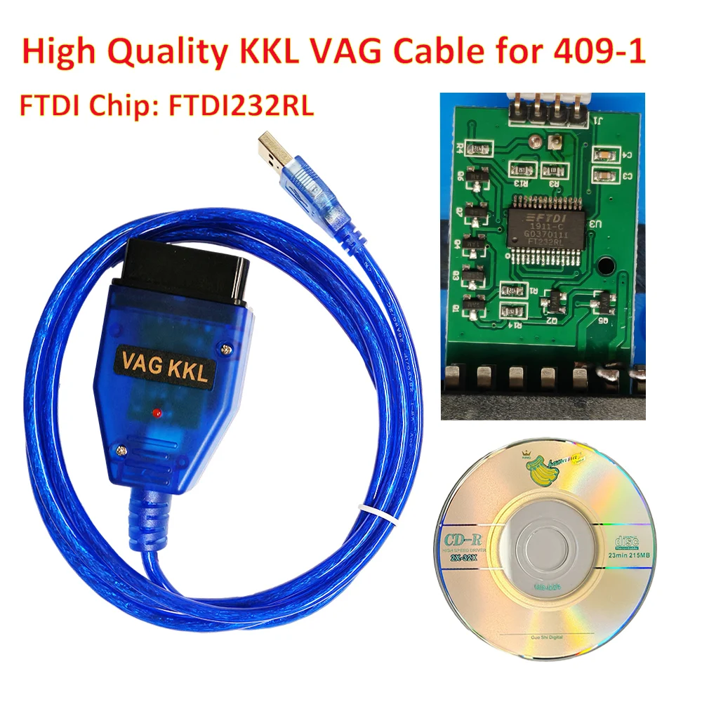 

VAG COM for 409.1 KKL With FTDI Chip OBDii OBD2 Car Diagnostic Interface 409 For VW/Aodi/Skda/Siat VCDS Auto Scanner Tool