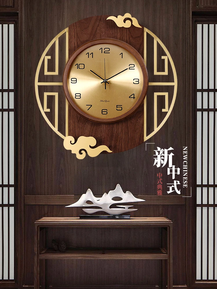 New Chinese Creative Wall Clock 2022 New Light Luxury Wall Watch Living Room Wall Clock Perpetual Calendar Clock