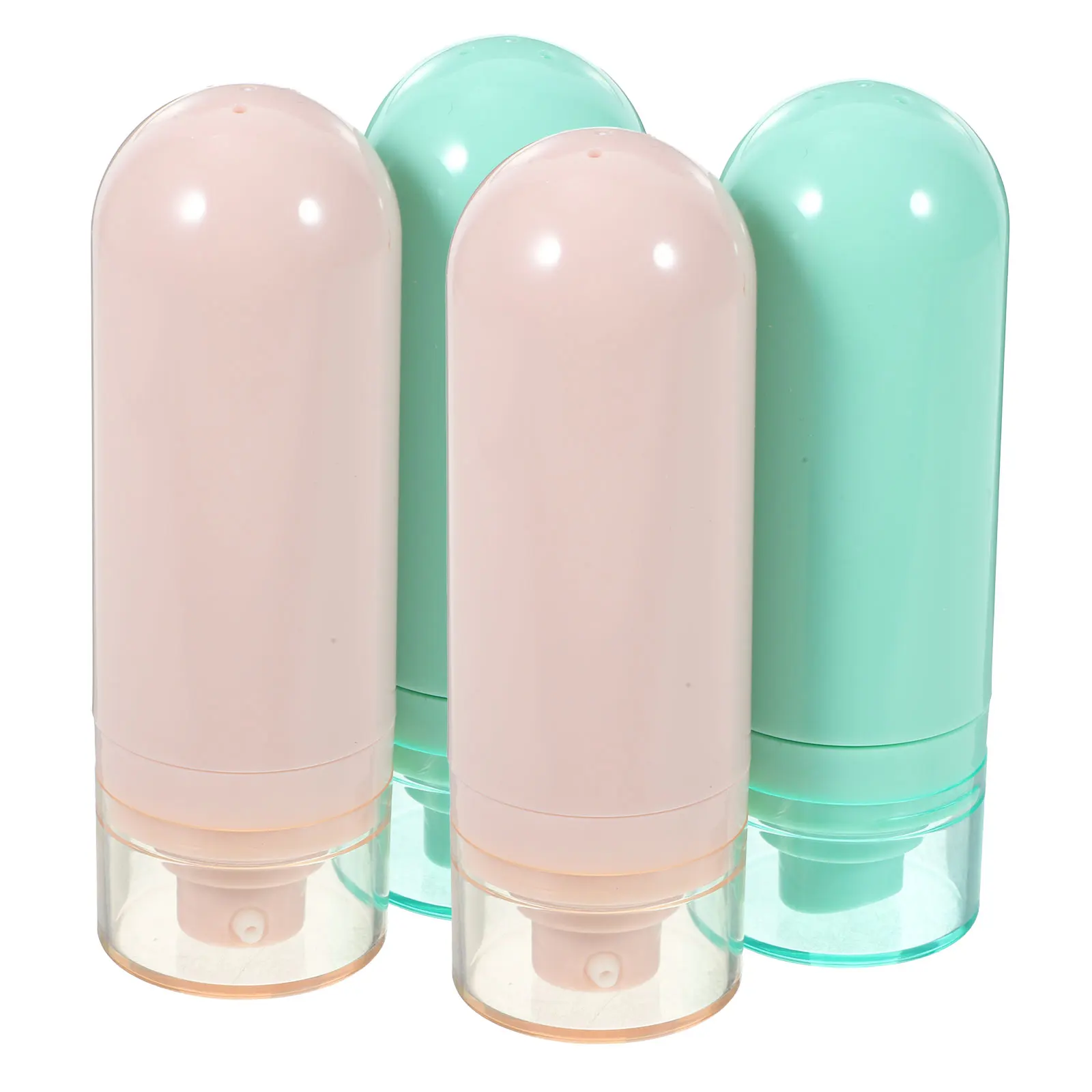 

4 Pcs 50ml Vacuum Bottle ABS Travel Size Shampoo Containers Lotion Bottles Toiletries Green Pink Portable LeakProof Reusable