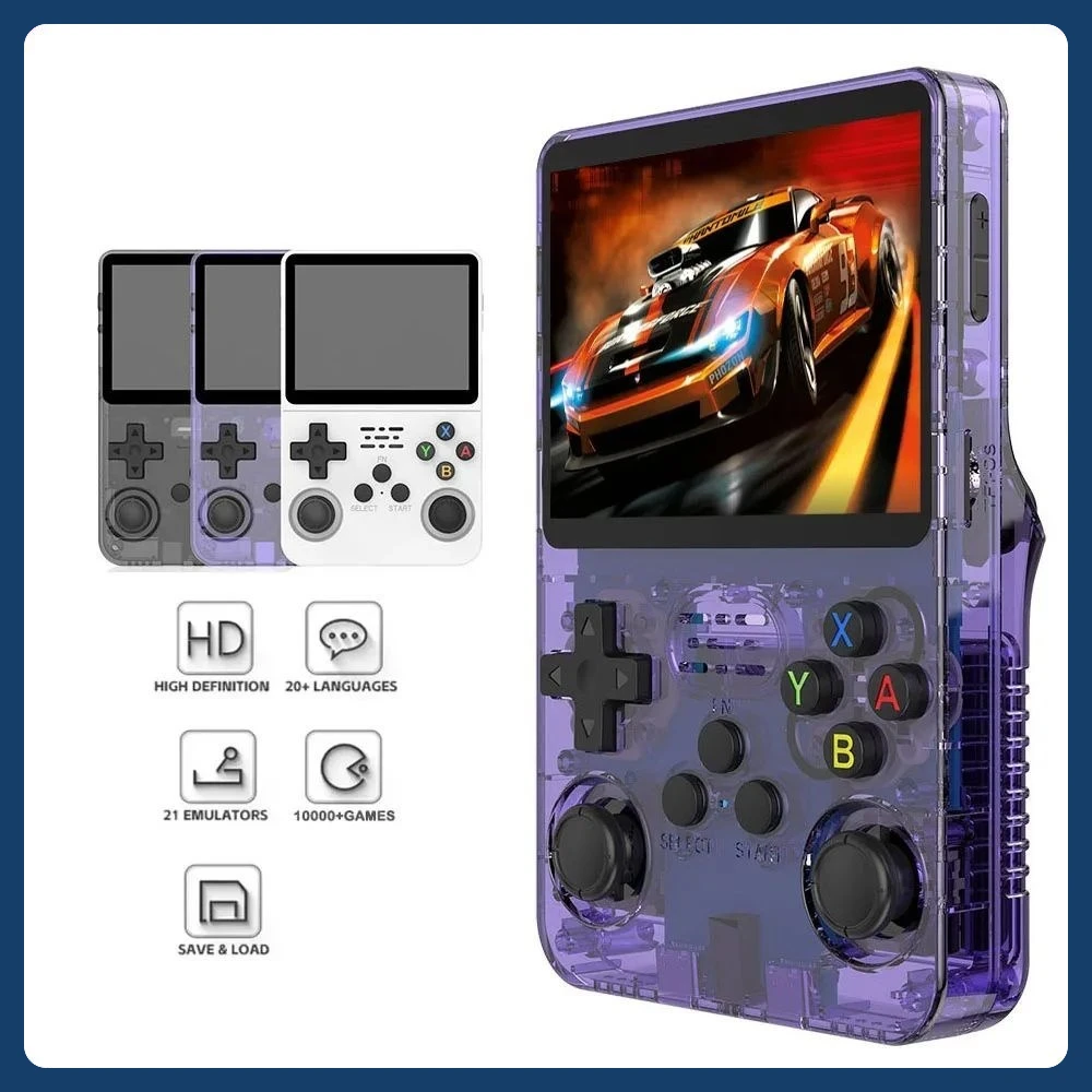 

R36S Retro Handheld Video Game Console 3.5Inch IPS Screen Portable Pocket Video Game Console 64GB 20000+ Games Arkos System