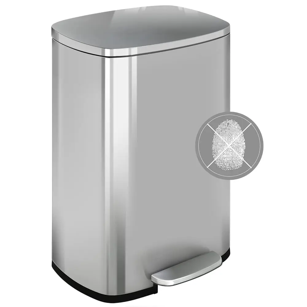 

Trash Can, Garbage Can 8 Gallon/ 30L Stainl Steel Metal Bathroom Step Trash Can For Home And Kitchen Waste And Recycling With