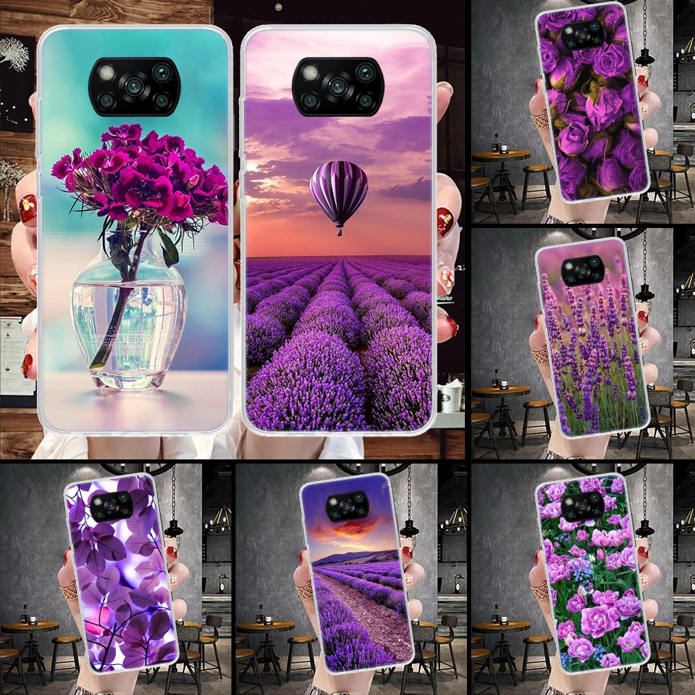 Purple Lavender Flowers Phone Case For Xiaomi Poco X6 X5 X4 X3 Nfc F6 F5 Pro F4 F3 M5S M5 M4 M3 M2 F2 F1 Cover Coque Shell X3 Nf