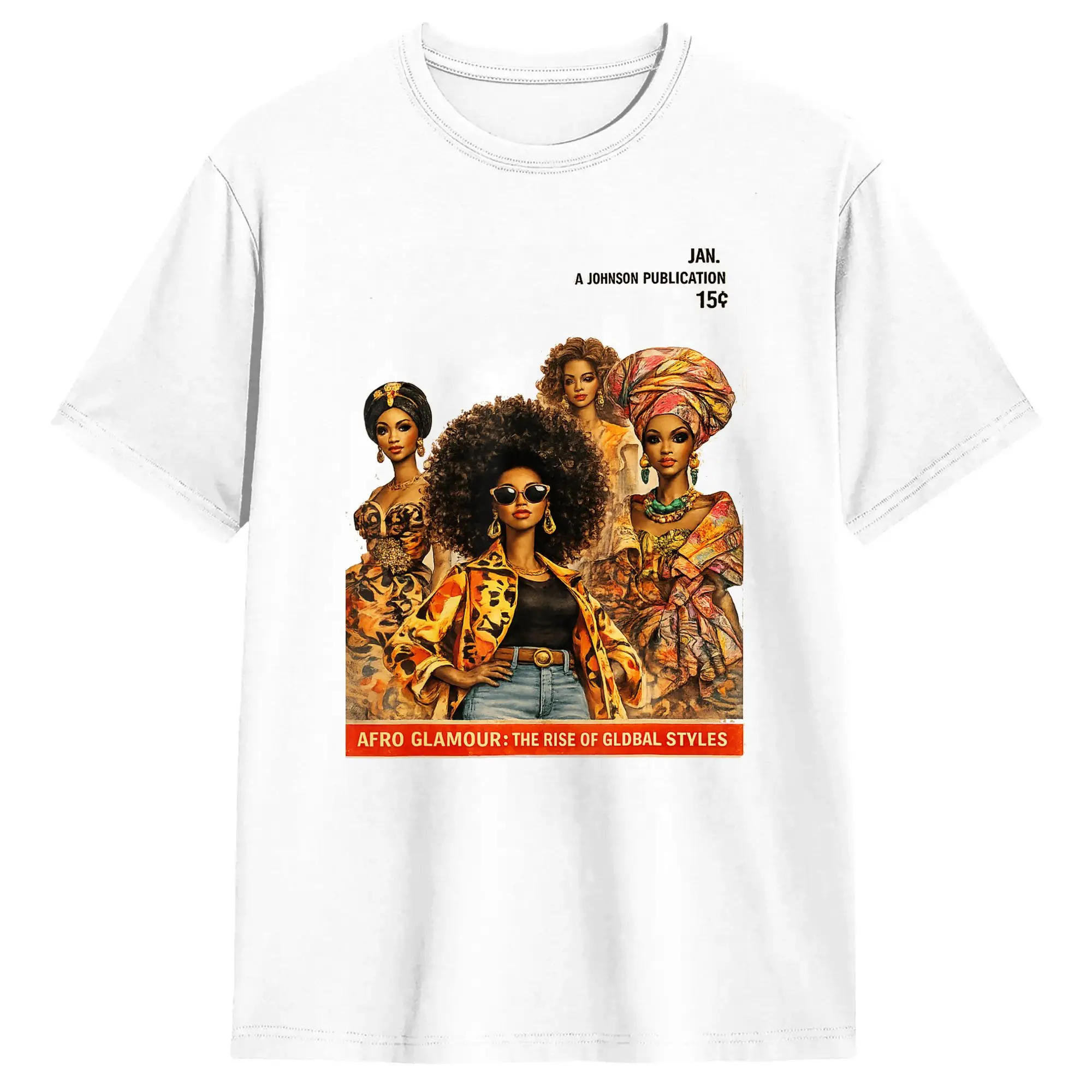 Afro Glamour Vintage Black Women Cover Art Cotton T-Shirt For Mens Beach Streetwear T Shirts Tee Shirt Oversized Casual Tops