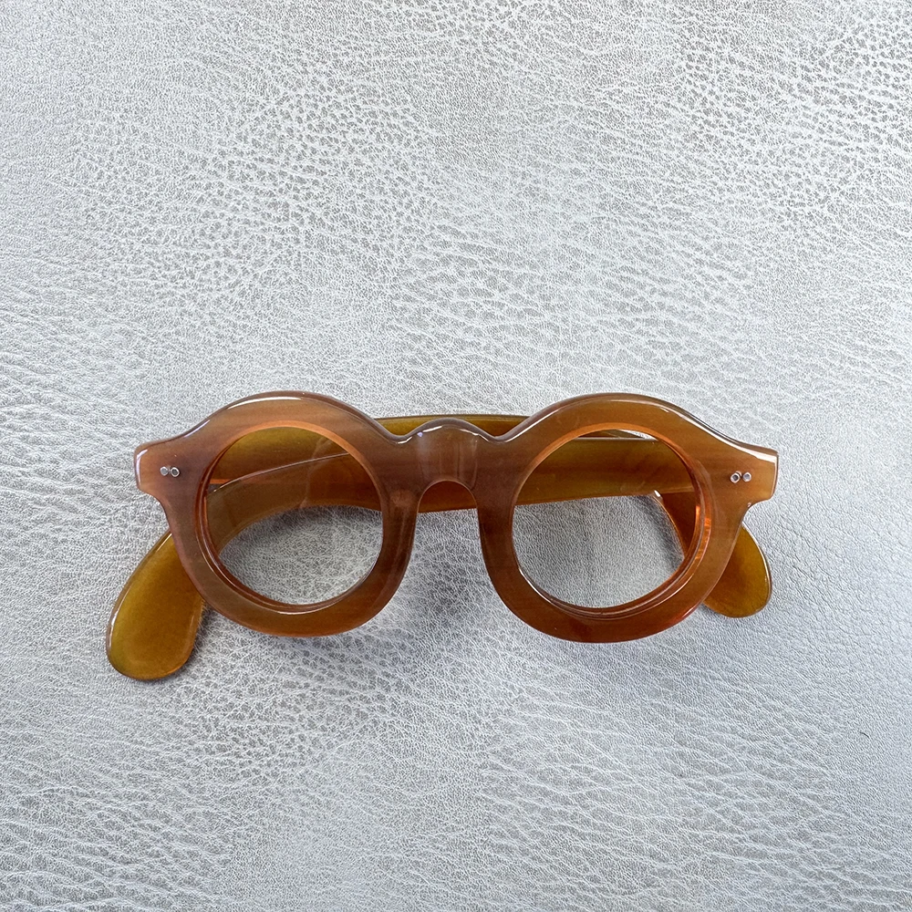 

Eyeglass Frames Round Thick Round Vintage Unique Handmade Horn Prescription Reading Man Glasses Frames Optical Lens Eyeglasses