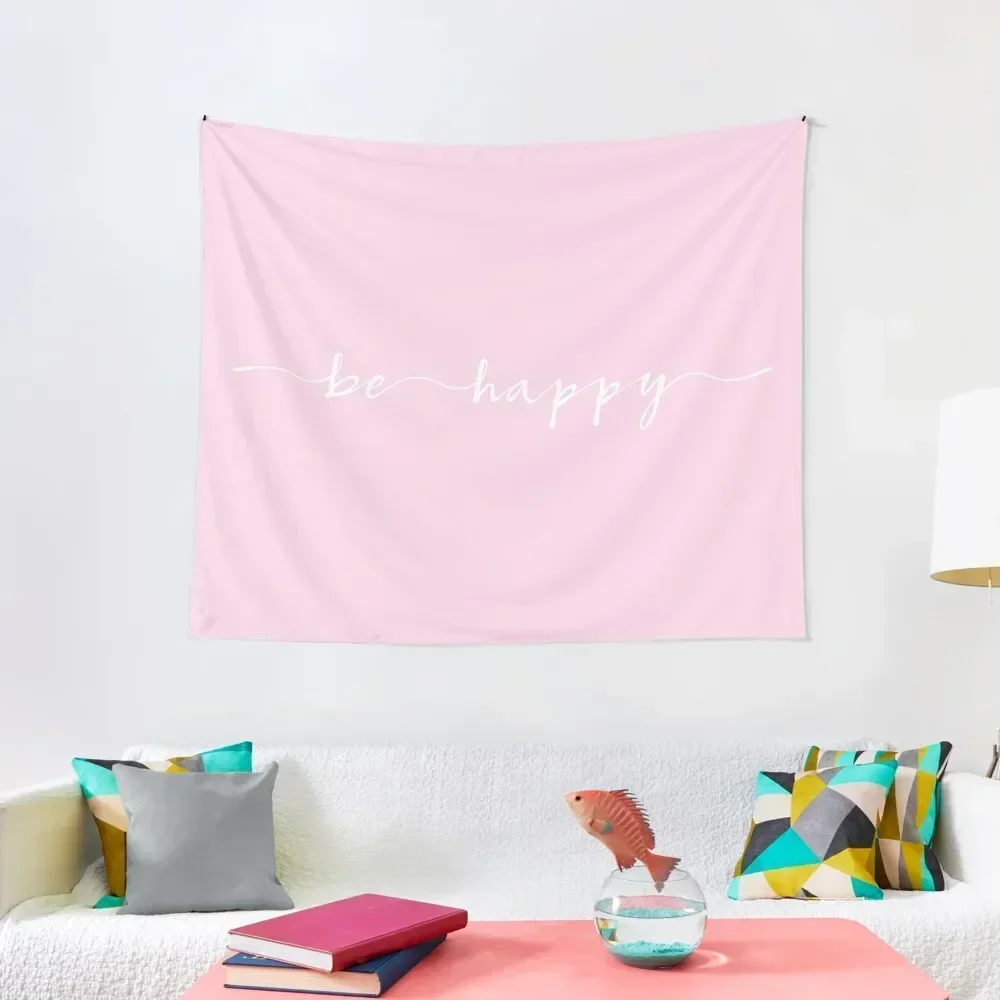 be happy white ink lettering Tapestry Room Decoration Accessories Christmas Decoration Custom Decorative Wall Murals Tapestry