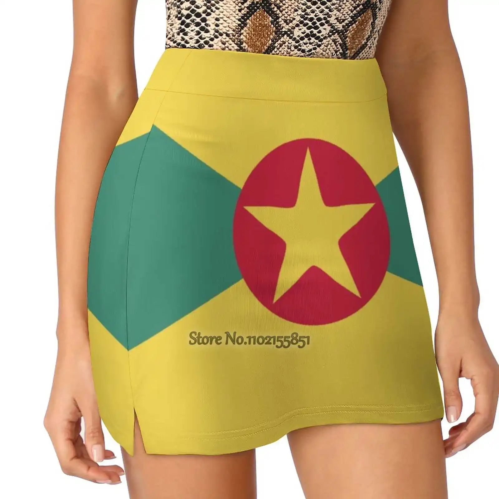 Greenada Flag Emblem Women Tennis Skirts Golf Badminton Pantskirt Sports Phone Pocket Skort Grenada Patriot Emblem Flag