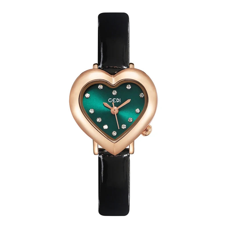 Petite montre à cadran en forme d\'amour pour femme, horloge à quartz en cuir étanche pour femme, cadeau original pour petite amie, marque de luxe,