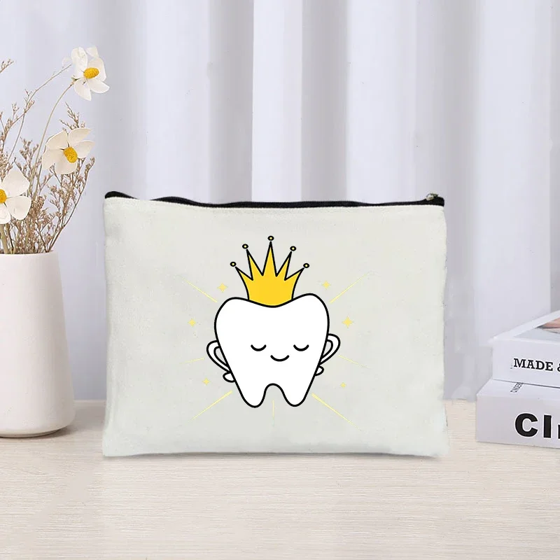 Tooth Fairy Makeup Bag Women Travel Cosmetic Organizer Accessories Eco Canvas Pouch Toiletry Bags Make up Box Zipper Pencil Case