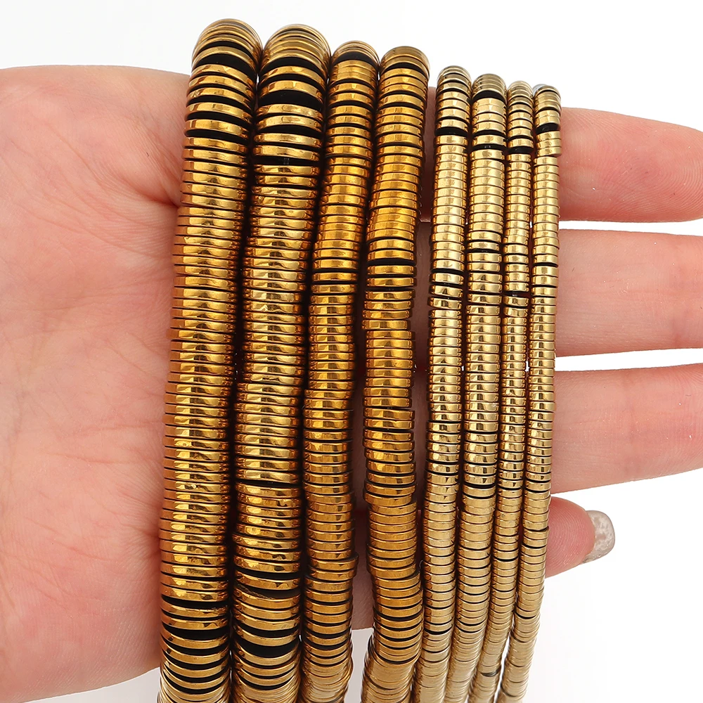 240-300 Stück/Set 3 4 6 8 10mm Flache Runde Hämatit Naturstein Zwischenperlen Scheibenperlen Lose Perlen DIY Armband Schmuckherstellung Zubehör – Detail 5
