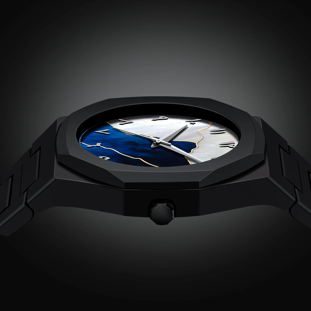 Klassiek Midden-Oosten Arabisch Cijfer Wijzerplaat Blauw Goud Quartz Horloge voor Heren Casual TPU Plastic Waterdicht Horloge Kan Aanpassen