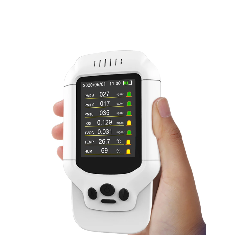 Portable Ozone Air Quality Monitor Multifunctional Intelligent Ozone Temperature Humidity Gas Detector Indoor O3 Gas Monitor