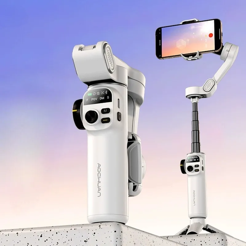 

Handheld gimbal phone stabilizer, three-axis anti shake and automatic tracking, equipped with fill light remote Bluetoothcontrol