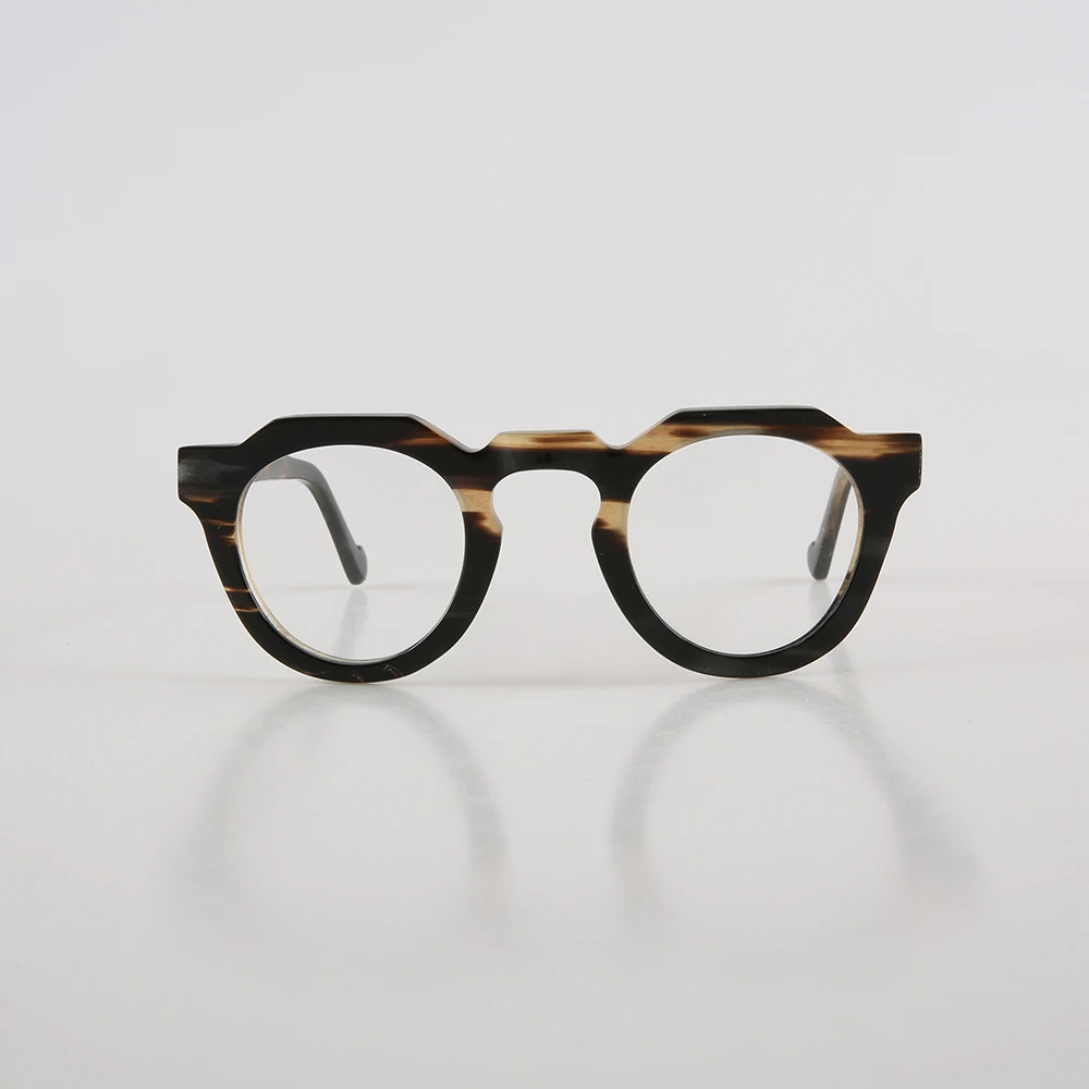 Eyeglass Frames Unique Vintage Handmade Buffalo Horn Prescription Man's Glasses Frames Polygon Retro Reading Optical Eyeglasses - view 5