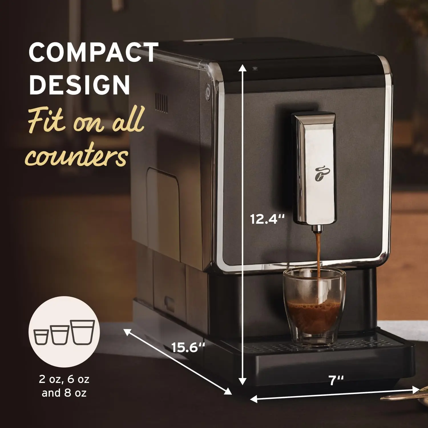 Tchibo Single Serve Coffee Maker - Automatic Espresso Coffee Machine - Built-in Grinder, No Coffee Pods Needed - Comes with