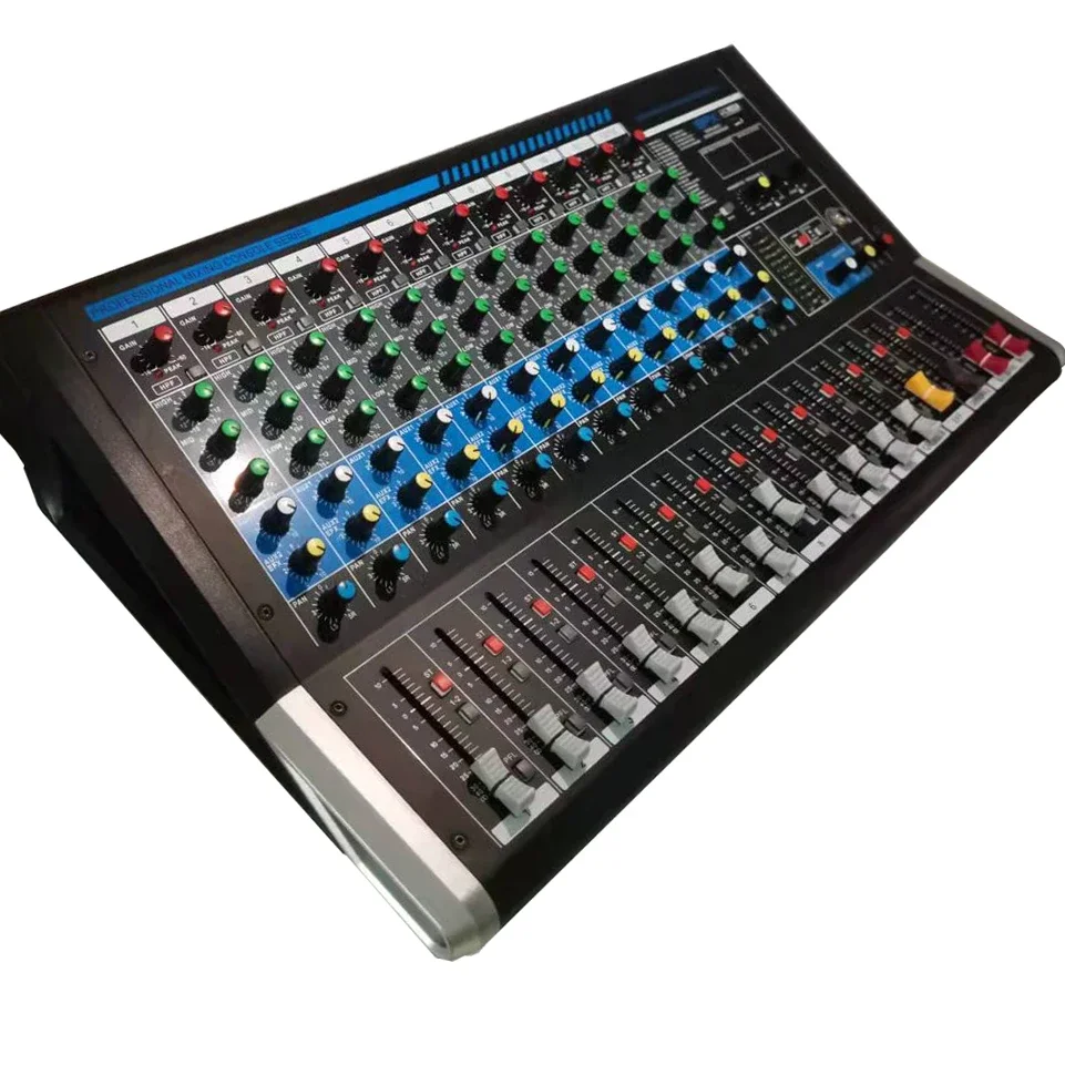 2025 Professional 12-Channel Digital Mixer Sound Speaker Black Metal E12 AUX Communication DC/AC Power for Outdoor
