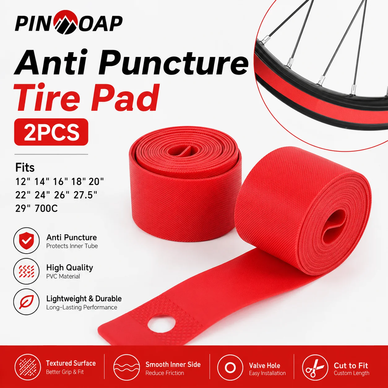 

PINMOAP 2PCS Bicycle Anti Puncture Tire Liner Protective Strip For MTB Road Bike Inner Tube Guard Cycling Maintenance Replacemen