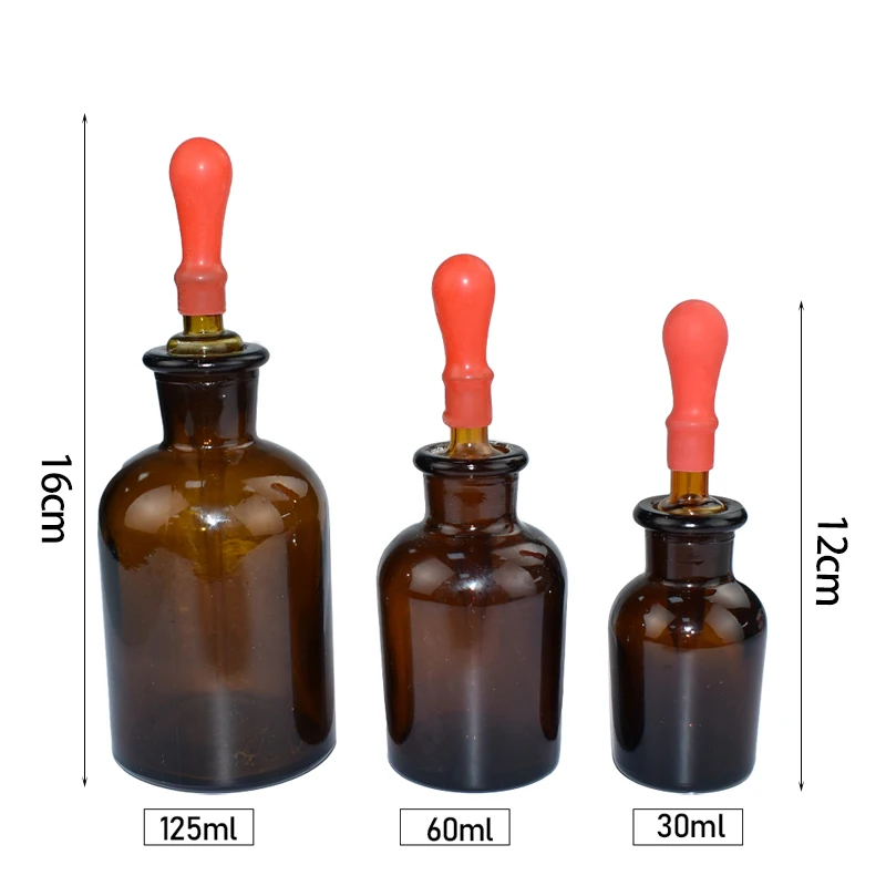 

Amber Glass Empty Dropper Chemical Experimental Equipment Glass Liquid Pipette 30 60 125 Ml Oil Small Dropper Bottle