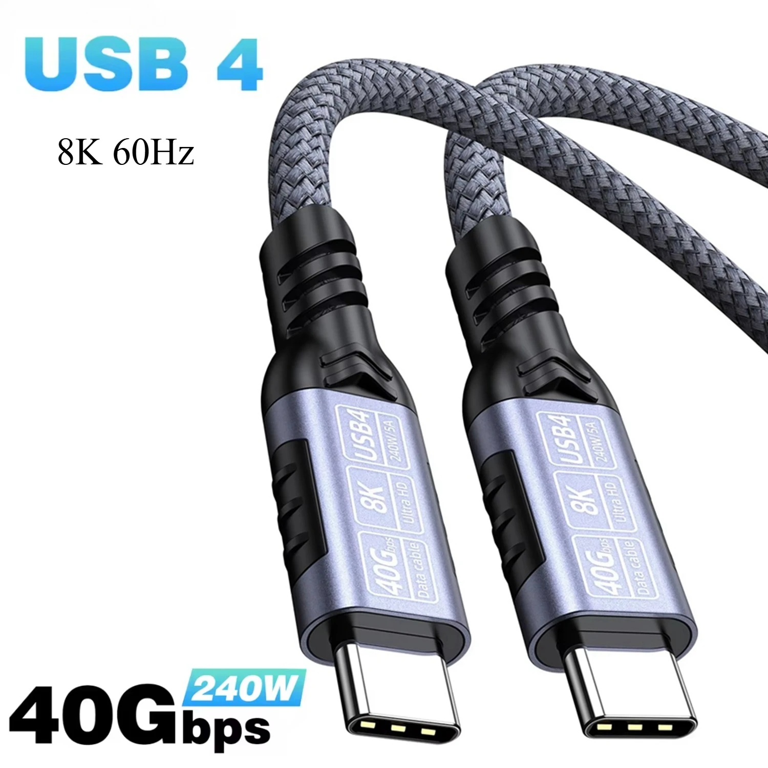 240W USB C to USB-C Fast Charging Cable USB4 Braided with 8K Video& 40Gbps High Speed for iPhone 15Pro/Max Samsung Galaxy S22/23