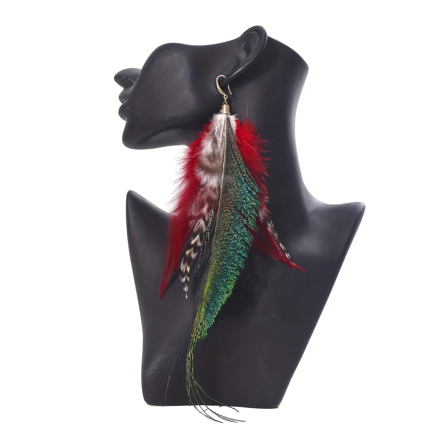 Exaggerated Feather Design Long Dangle Earrings Bohemian Vacation Style Holiday Ear Ornaments Female Gift