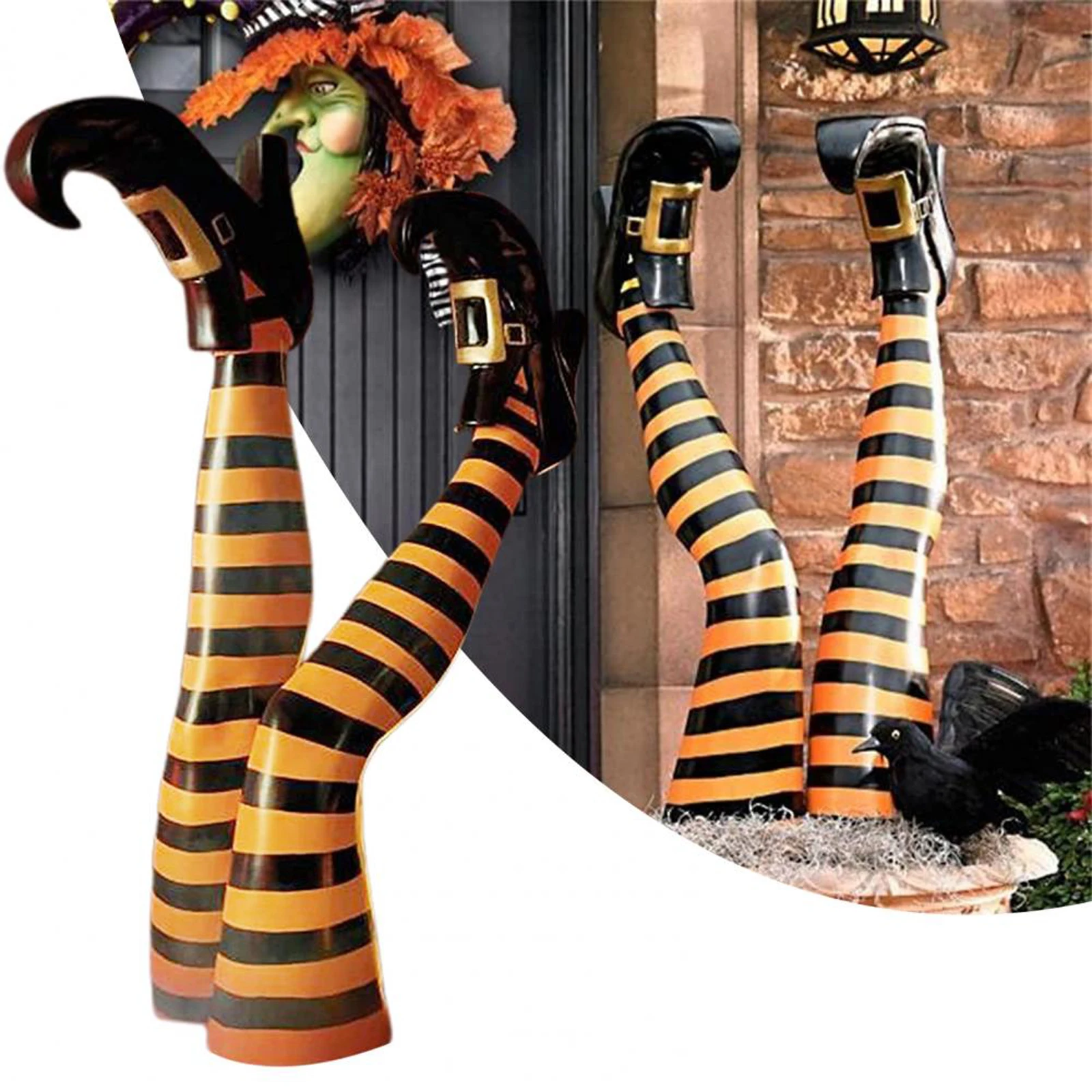 Halloween Ornament Striped Leg Shaped Decorative Artware Desktop Decor for Home Shops