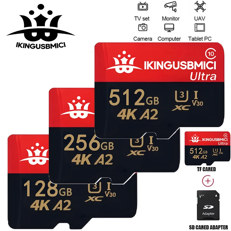 Tarjeta Micro SD, Mini Memoria Clase 10 de Alta Velocidad, 256 GB, Video Ultra HD 4K, Tarjeta Flash TF A2 MicroSD para Teléfono con Cámara Xiaomi, Dron