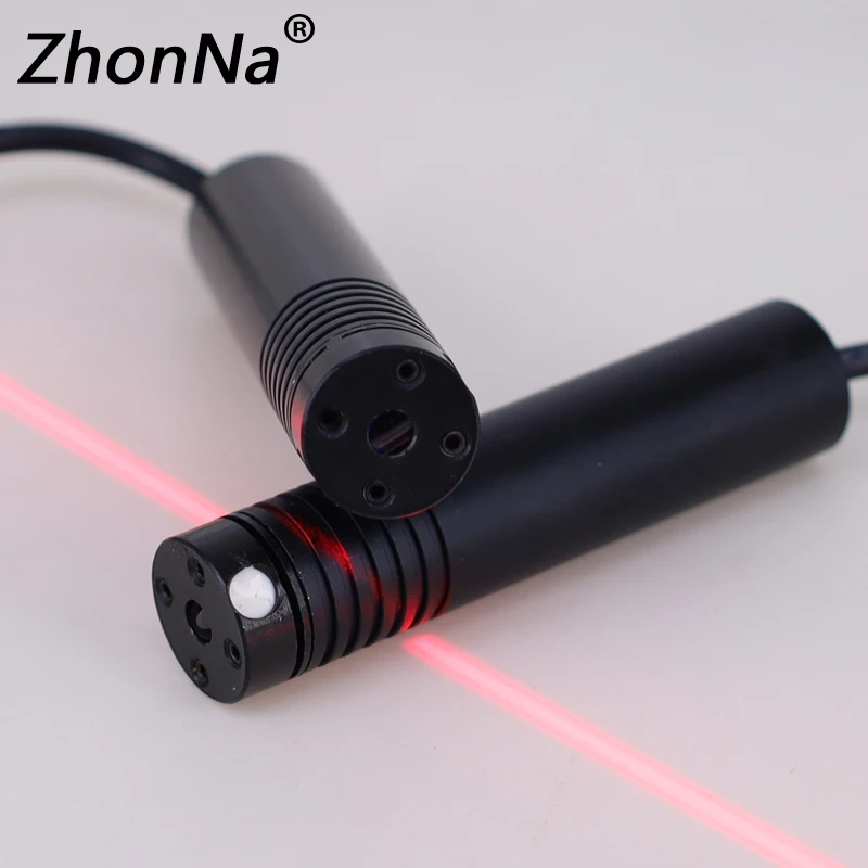 638nm Red, Straight Line Laser Module, DC 5521 Line Glass Lens, Industrial Diameter 16mm Optical Instrument, DC Iine 1m, Adjusta