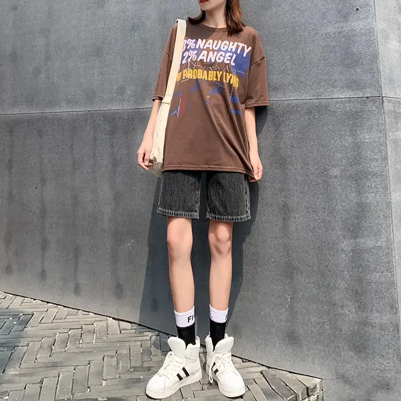 

Шорты женские прямые джинсовые винтажные в консервативном стиле летние корейские брюки Mujer тонкие модные с высокой талией уличные BF повседневные ретро