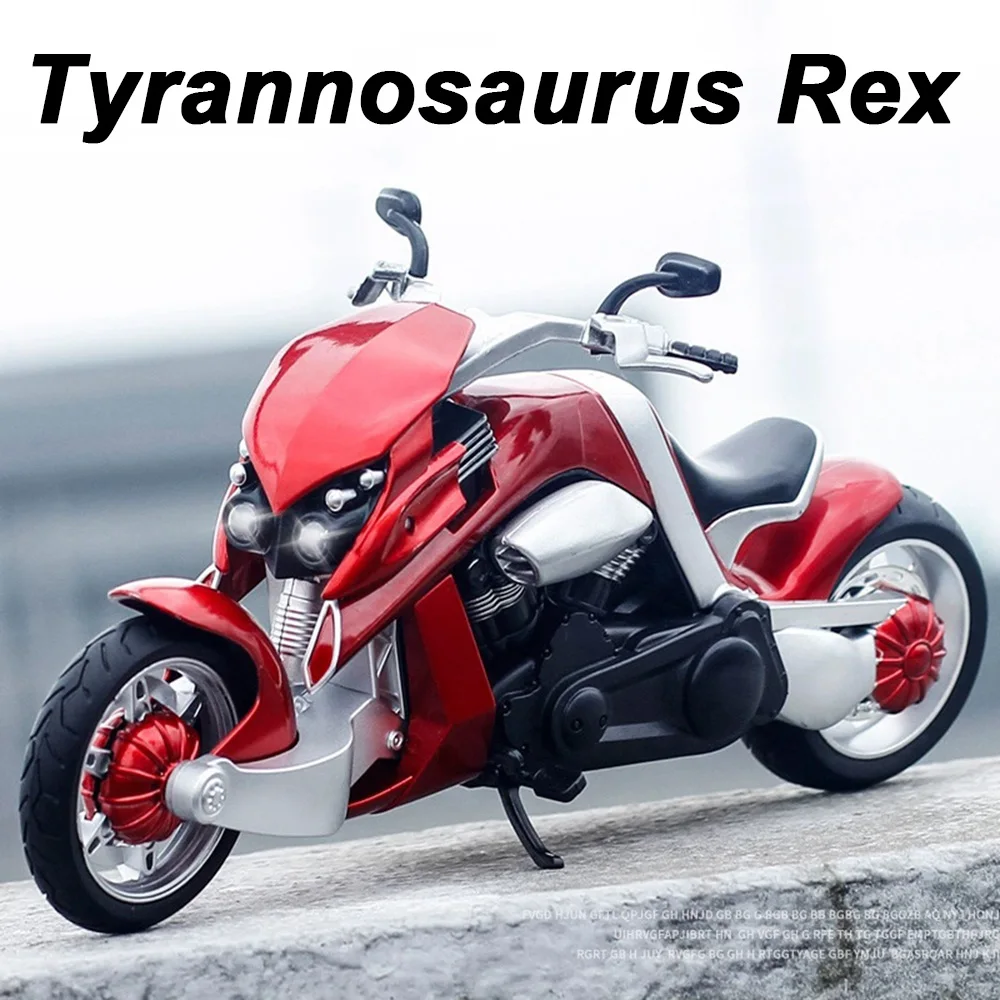 

1:12 Тираннозавр Рекс R1 миниатюрная модель мотоцикла из сплава, литой под давлением автомобиль, игрушка, амортизация со светом Motorbick Boy, коллекционная