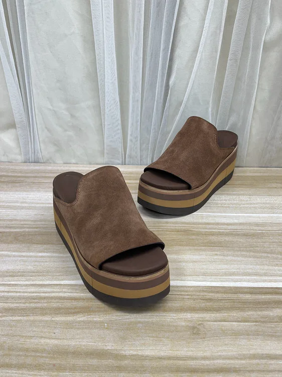 

Women's round Toe Thi Heel Open Toe Sandals Pure Color Casual Slip-On oes Leather Material Comfortable Ultra-Faionable