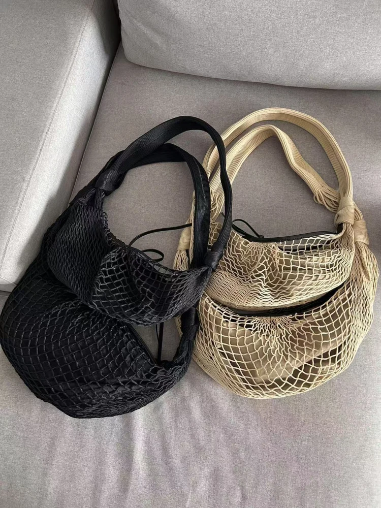 

Large Capaci Dumpling ape Knitted Crossbody Bag with Net ket Single oulder Casual Cowhide Leather Pouch Women's Handbag