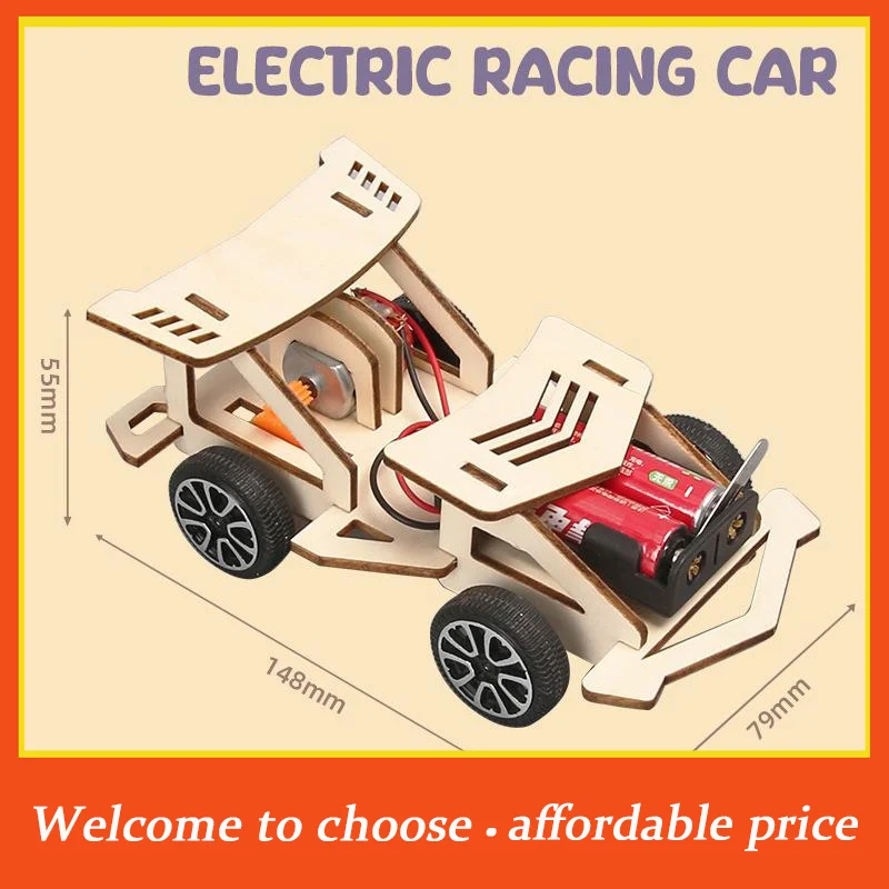 

1 Set Kids STEM Educational Toys DIY Wooden Electric Racing Car Four-wheel Drive Racing Car Assembly Scientific Experimental Kit