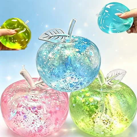 Squishy Pink Blue Green Apple Soft Fidget Sensory Toy for ADHD Autism Slow Rebound Squeeze Toy for Adults Christmas Gifts