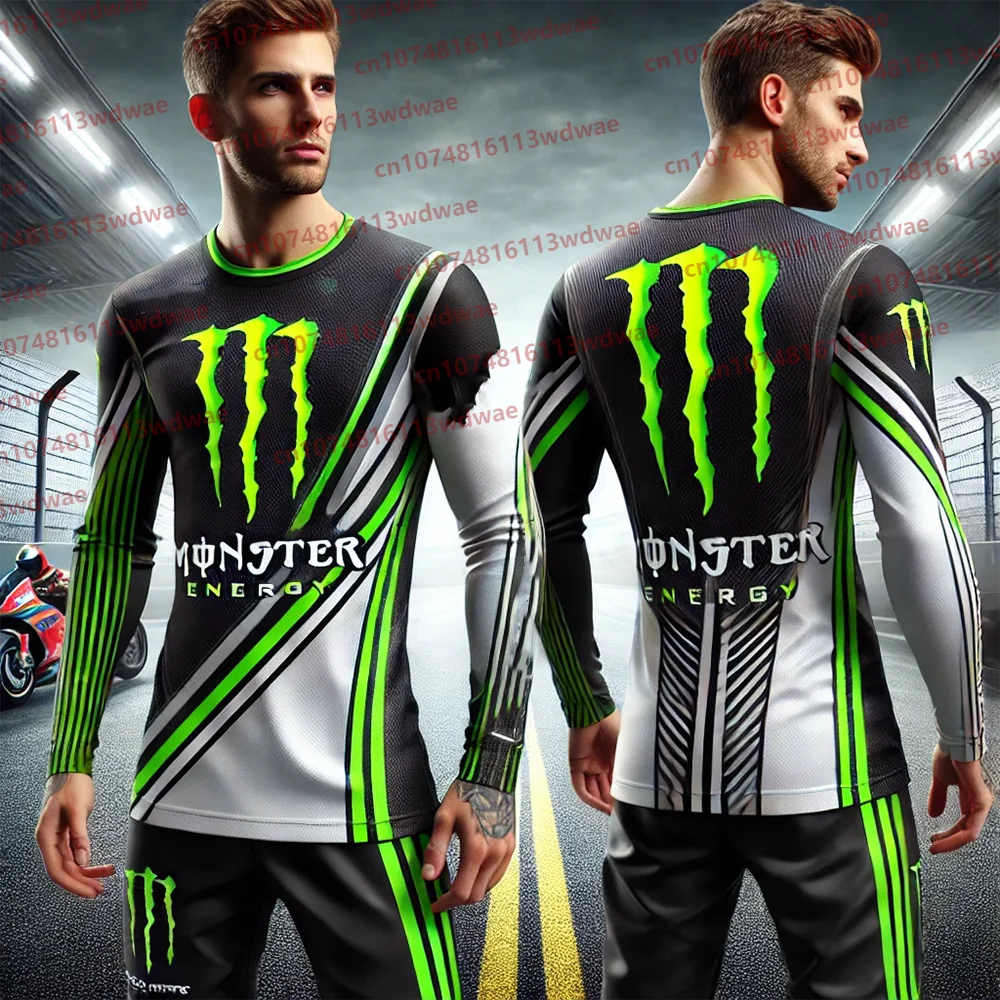 

T-shirt For Men Monster Energy T-shirt Outdoor Sports Long-Sleeved Quick-Drying Clothes Motorcycle Riding Suit Kid Tees