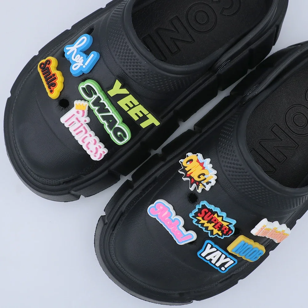 Shoe Decorations Cartoon 11 Types Optional Short Sentence 1 Piece Shoe Accessories Charms Colorful Word Ornament Childn Gift