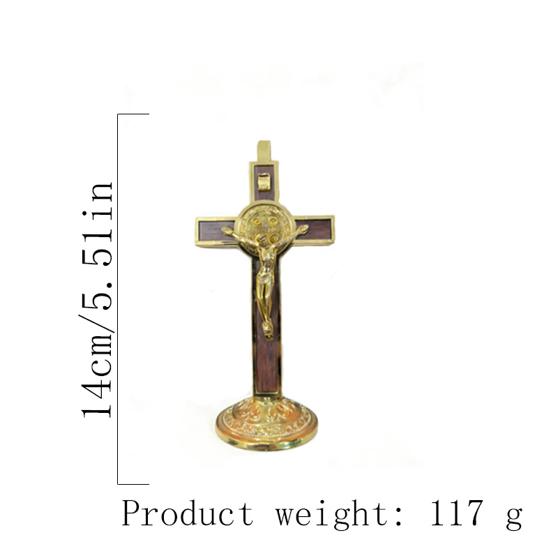 New Fashion Jesus Crucifix Cross Gold Plated Holy Catholic Cross Christ's Crucifixion Church Home Decor with Stand Religion Gift
