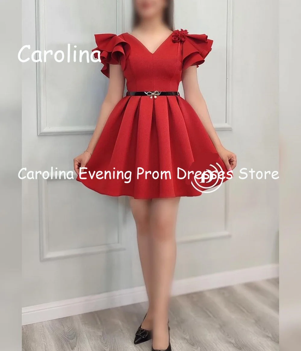 Carolina Satin A-line Sweetheart Popular Ruffle Prom Gown Knee Length Evening Formal Elegant Party Dress for Women 2023