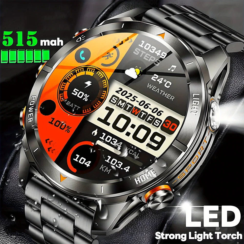 2025년 신제품 화웨이 아웃도어 밀리터리 스마트워치 남성용 1.46인치 AMOLED BT 통화 IP69K 10ATM 방수 LED 플래시 스포츠 팔찌