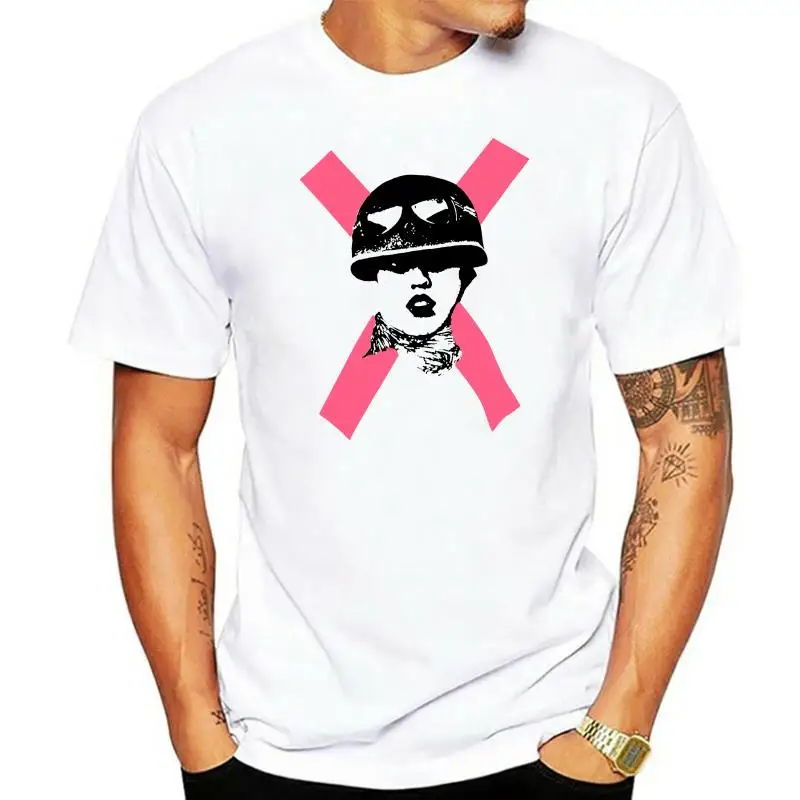 MENS WHITE T-SHIRT POLY STYRENE X-RAY SPEX DAYGLO PINK HELMET PUNK S-5XL