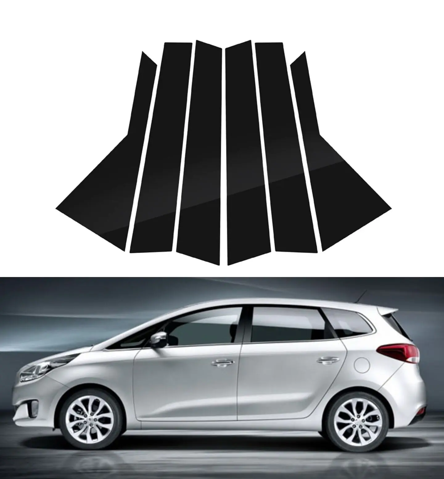 Glossy Black Pillar Post Door Trim Fit For Kia Carens Rondo 2013 2014 2015 2016 2017 2018 2019 Window Cover Stickers Accessories