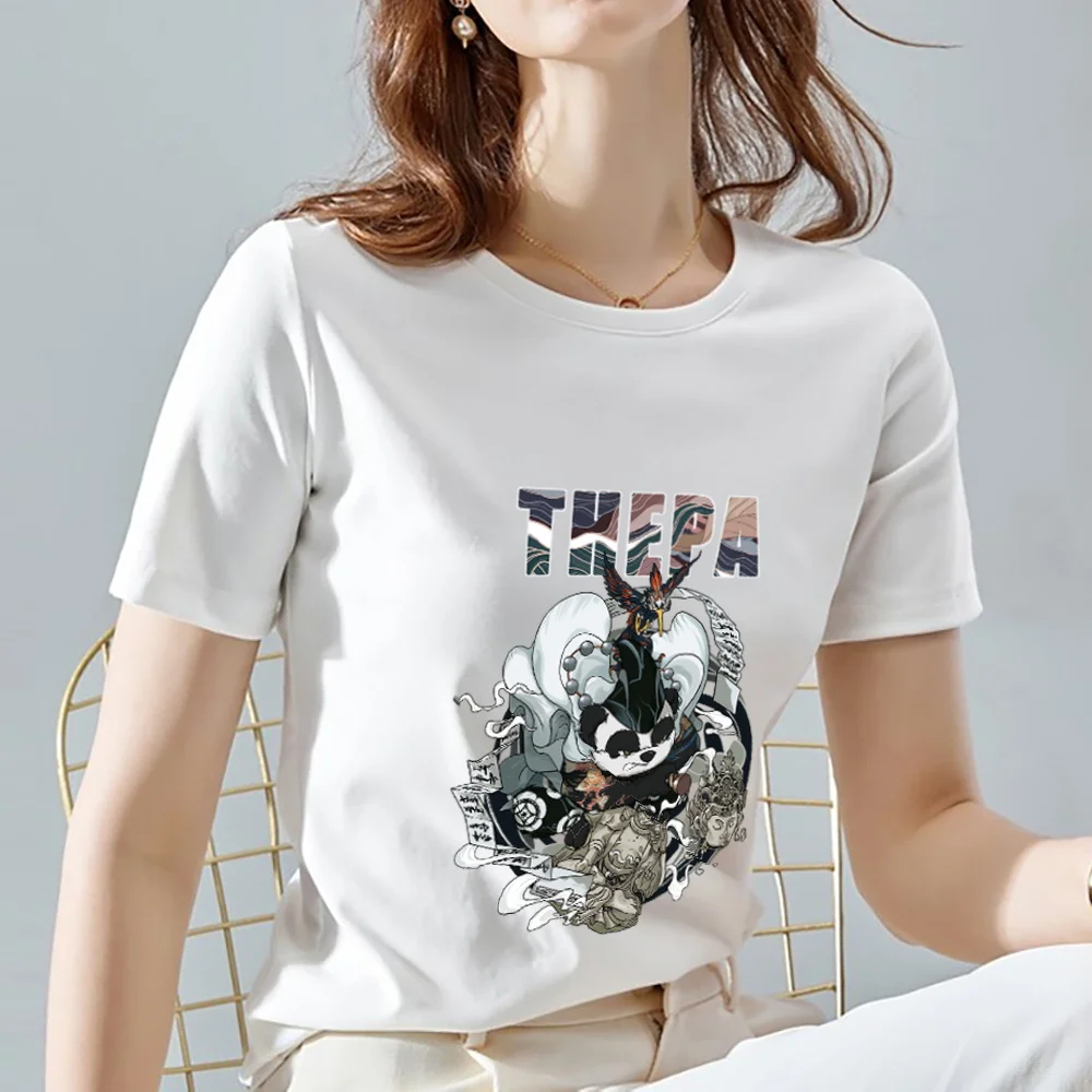 

T-shirts White Short Sleeve Top Ladies Breathable Fashion Casual Womens Comfortable Tee Summer Tops O-neck Samurai Print