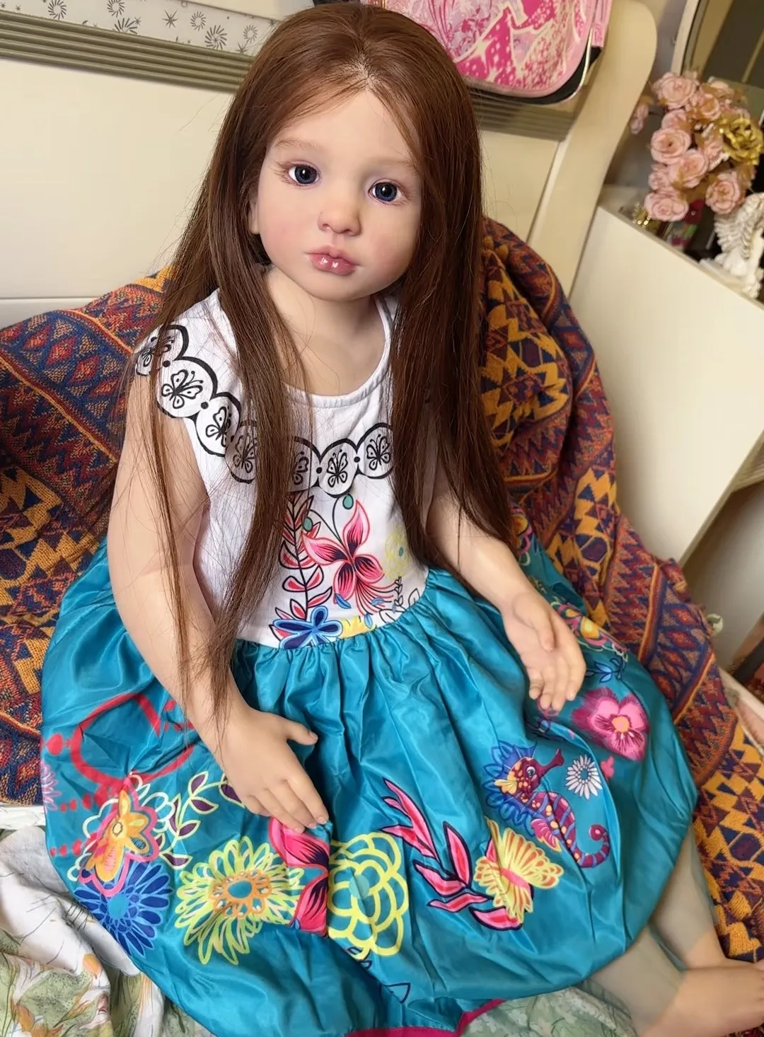 42Inch Painted Reborn Doll Aloenka Toddler Hand-Rooted Hair DIY Toy
