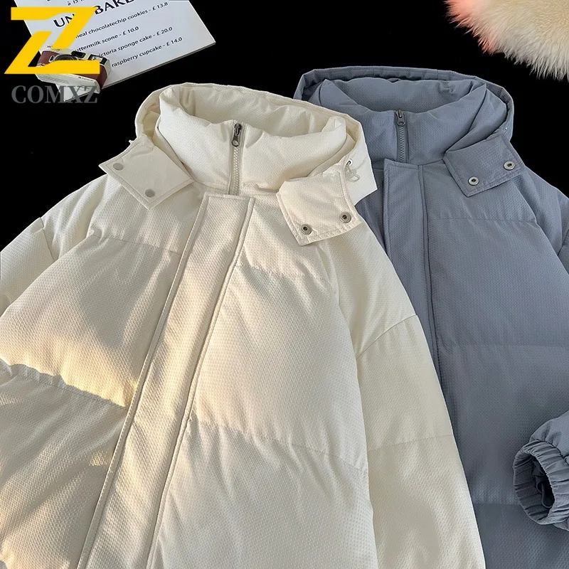 سترة COMXZ للرجال مملوءة في الهواء الطلق كاجوال بقلنسوة للمغامرة سترة سميكة ودافئة موضة السفر سترات شتوية مقاومة للبرودة