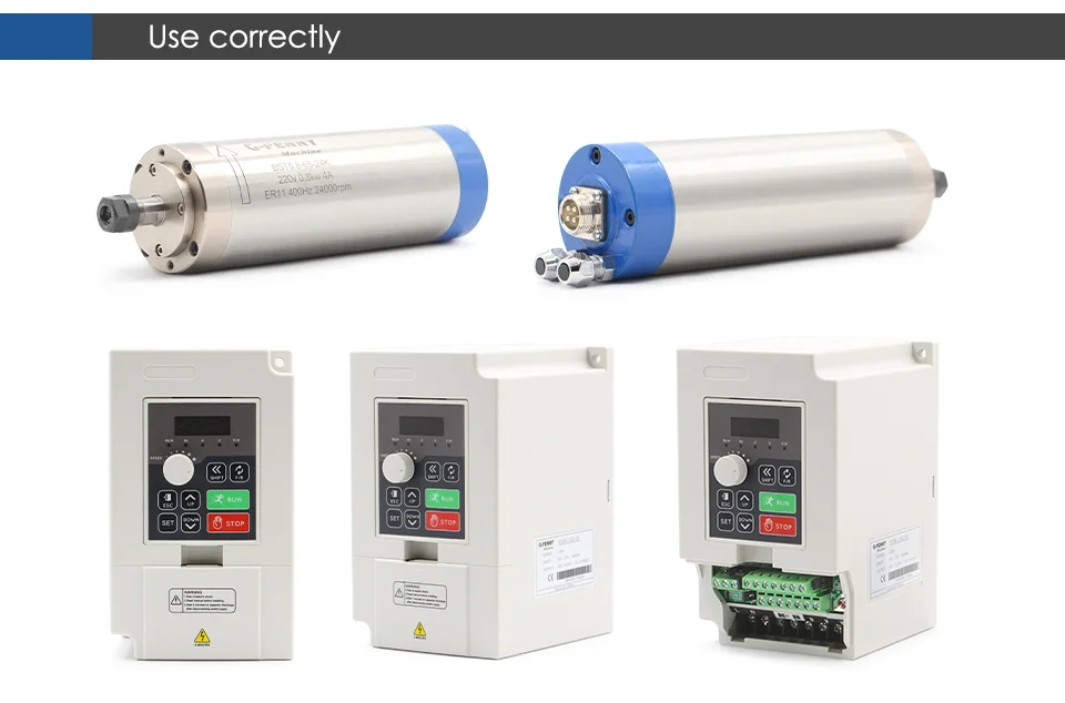 G-Penny 800W wassergekühlter CNC-Spindel-Kit, 24000 U/min, 0,01 mm Genauigkeit, 4 Lager, 1,5 kW VFD, 65 mm Halterung und Pumpe für Holz und Aluminium – Detail 13