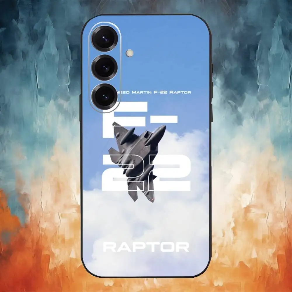 Custodia per telefono F-22 raptor con poster per aereo da caccia per Samsung Galaxy A73, A72, A71, A70, A53, A52, A51, altre morbide coperture nere