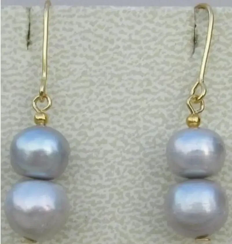 

Ювелирный обруч AAA ++ Серые висячие серьги с жемчугом Южного моря, крючок 14K/20