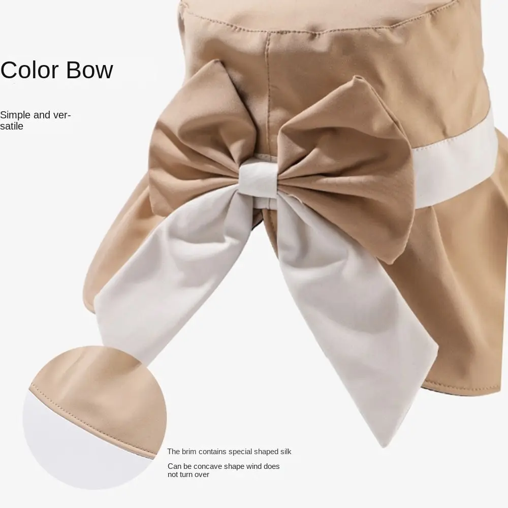 Chapéu de pescador com laço elegante, dobrável, proteção UV, verão, aba larga, estilo coreano, leve, praia, balde, viagem