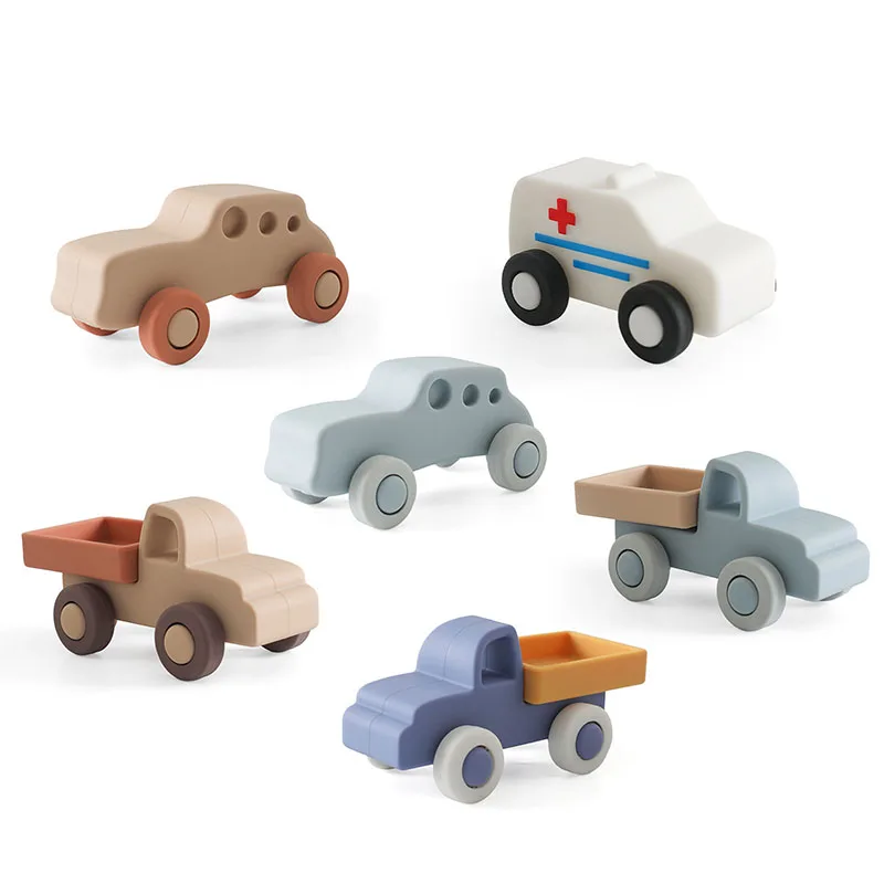 Baby Silicone Car Toys Montessori Baby Things Silicone Baby Teether Toy Car 0 12 Months Newborn Educational Toy Silicone Blocks