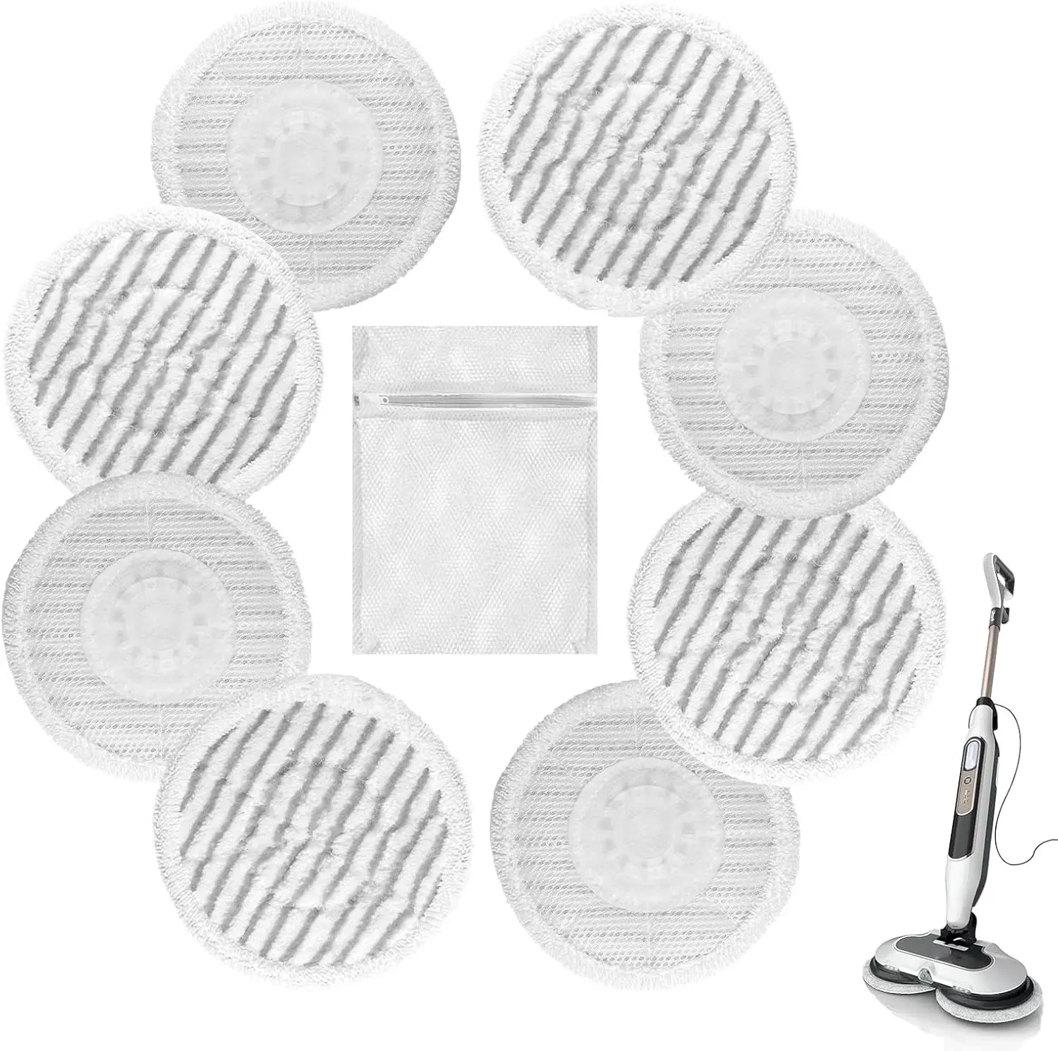 

Набор из 8 моющихся насадок для паровой швабры с мешком для стирки, прочные, подходят для всех типов полов, совместимы с различными моделями